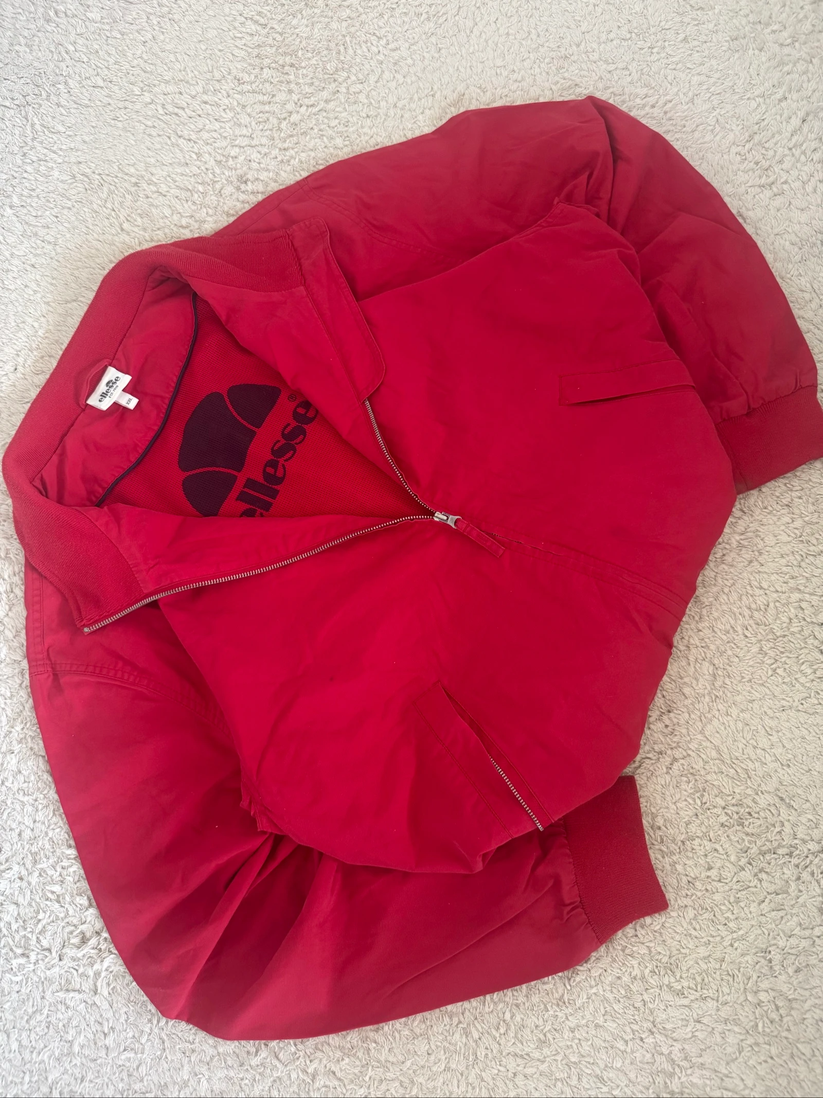 Ellesse Harrington Jas Rood Bomber Rits Katoenmix Vintage Casual XXL – photo 2